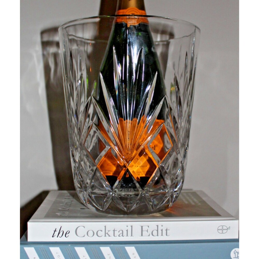 Vintage Tuscany Cut Crystal Ice Bucket Wine Champagne Chiller Heavy Cut Glass